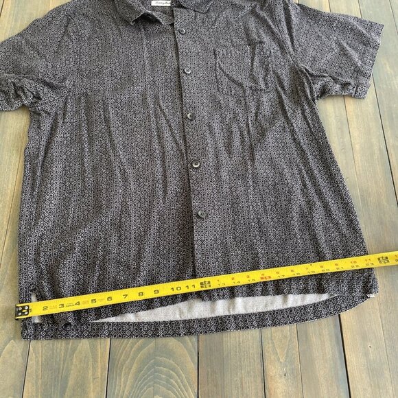 Tommy Bahama Short Sleeve Traveling Geo Camp Shirt Matte Black - Mens Large (L8) - Picture 7 of 8